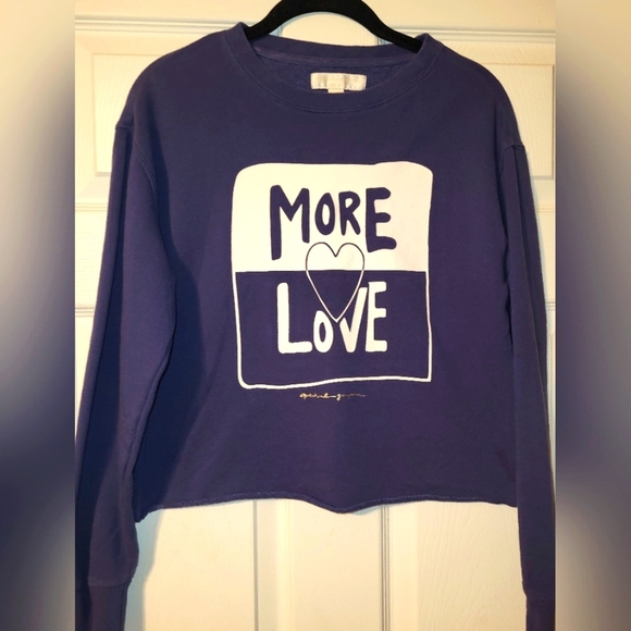 Spiritual Gangster Cropped Sweatshirt More Love Blue White Size X Small - Picture 1 of 8